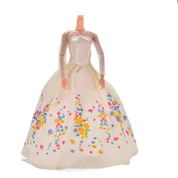 1 бр. бяло модно бельо куклено рокля с флорални принтом, сватбената рокля ръчна изработка, дрехи за кукольной дрехи