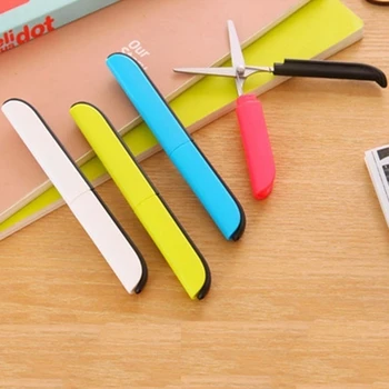 1 бр. маркови преносими ножици за рязане на хартия за студенти ръчно изработени, творчески сгъваеми безопасни ножици, ученически пособия, случаен цвят
