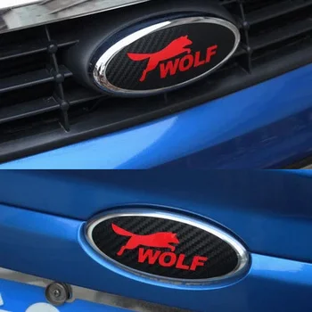 10 чифта 3D винилови стикери на главата и опашката от въглеродни влакна с логото на вълк, автомобилен стайлинг за Ford Focus