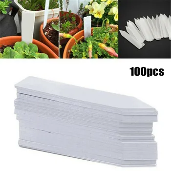 100 бр. етикети за растения, бели водоустойчиви, не чупливи пластмасови градински етикети, за да напомнят за градински растения
