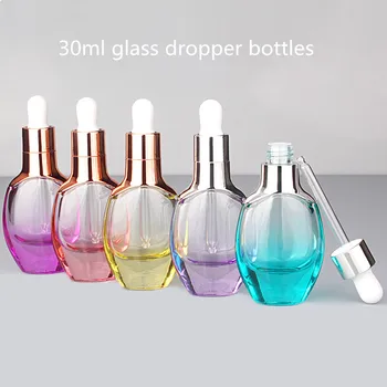 10шт 30 мл Стъклена бутилка-краен Флакони за парфюми Празен контейнер за етерични масла Квадратна плоска бутилка за еднократна употреба