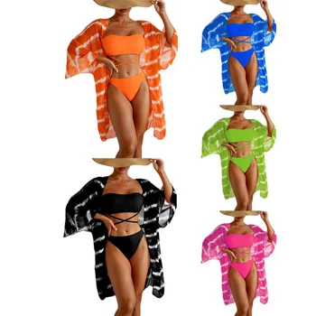 2023 ново бикини, плажна пола, туника за плаж, бански, дамски бикини с рюшами, бански, лято плажно облекло, бански костюм