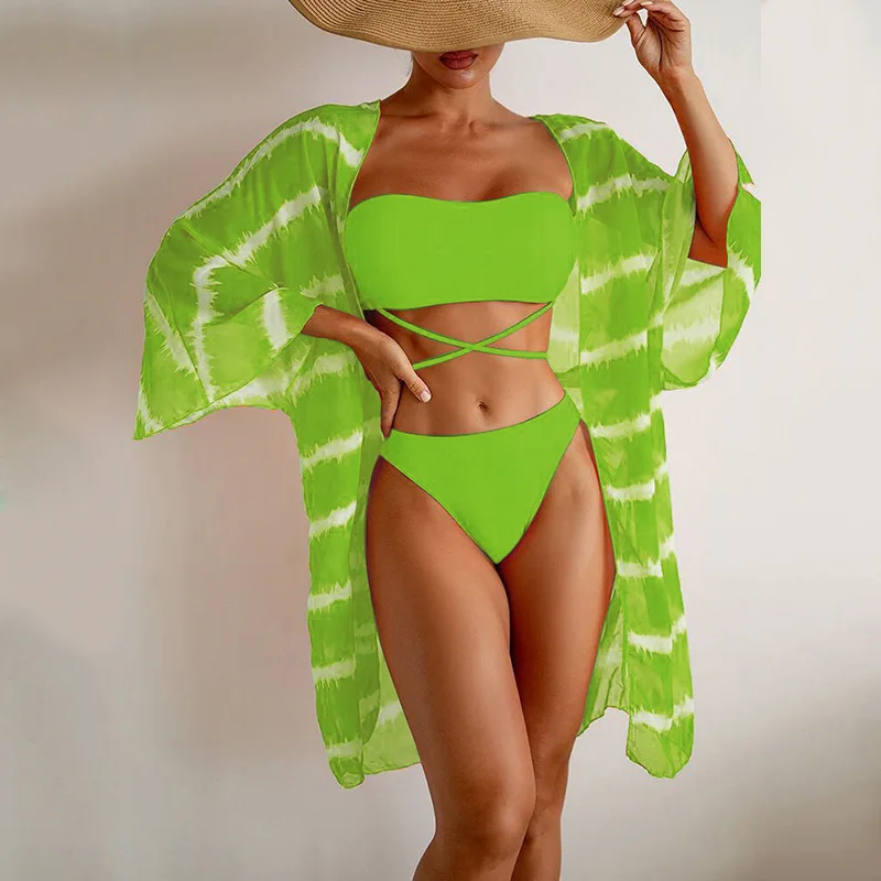 2023 ново бикини, плажна пола, туника за плаж, бански, дамски бикини с рюшами, бански, лято плажно облекло, бански костюм2