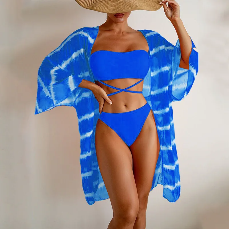 2023 ново бикини, плажна пола, туника за плаж, бански, дамски бикини с рюшами, бански, лято плажно облекло, бански костюм3