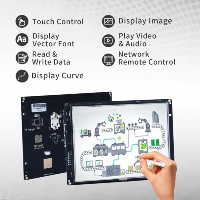 4.3-инчов модул LCD дисплей HMI Вграден LCD дисплей с печатна платка + процесор + driver + флаш памет + интерфейс UART4