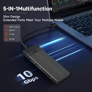 5 В 1 C USB Хъб M. 2 NVMe NGFF SSD Корпус NVMe Калъф Скоростна SD TF Четец на карти Type C HUB Докинг Станция За MacBook Pro Air C USB Сплитер