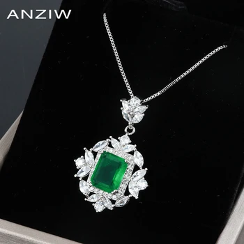 ANZIW Стерлинговое сребро Emerald кройката 10x14 мм, създадено в лаборатория 