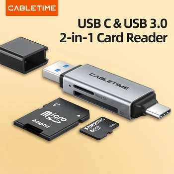 CABLETIME USB 3.0 Четец на SD-карти Smart Памет Micro SD TF 2 в 1 Външен OTG Адаптер за Камери за Лаптоп MacBook Air Pro C376