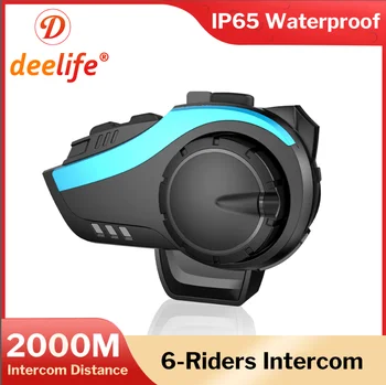 Deelife мотоциклет домофон каска, слушалка Bluetooth FM радио водоустойчив безжични слушалки за мотоциклети с усилвател