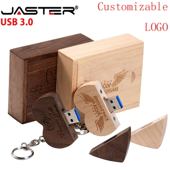 JASTER USB флаш памет 2 цвята USB 3.0 Външен диск, флаш памет 4 GB 8 G 16 GB 32 GB 64 GB дървени USB + кутия пръчка Индивидуален дизайн