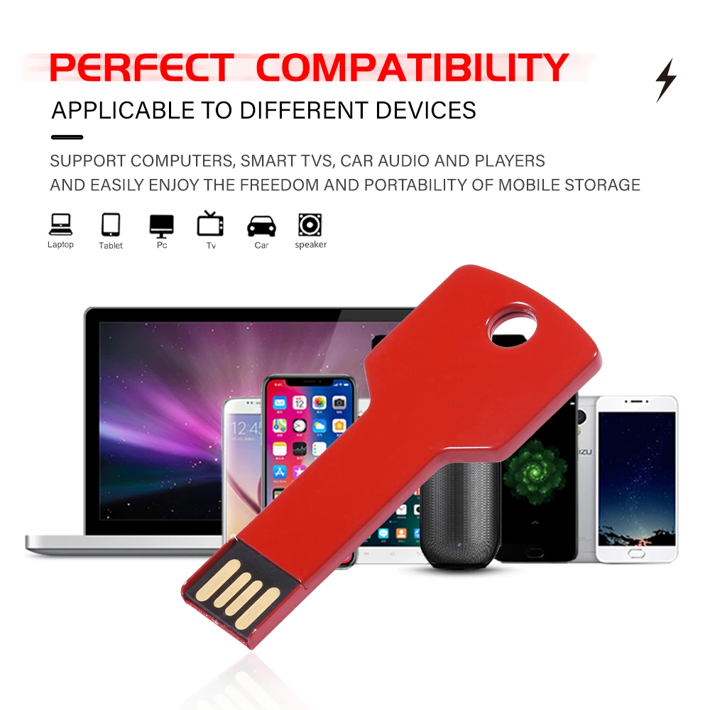 JASTER Метален Ключ USB Флаш памет 2.0 Безплатен Потребителски Лого 64 GB 32 GB 16 GB Мини-Стик Бял Червен Син Черен Водоустойчив Бизнес Подарък1