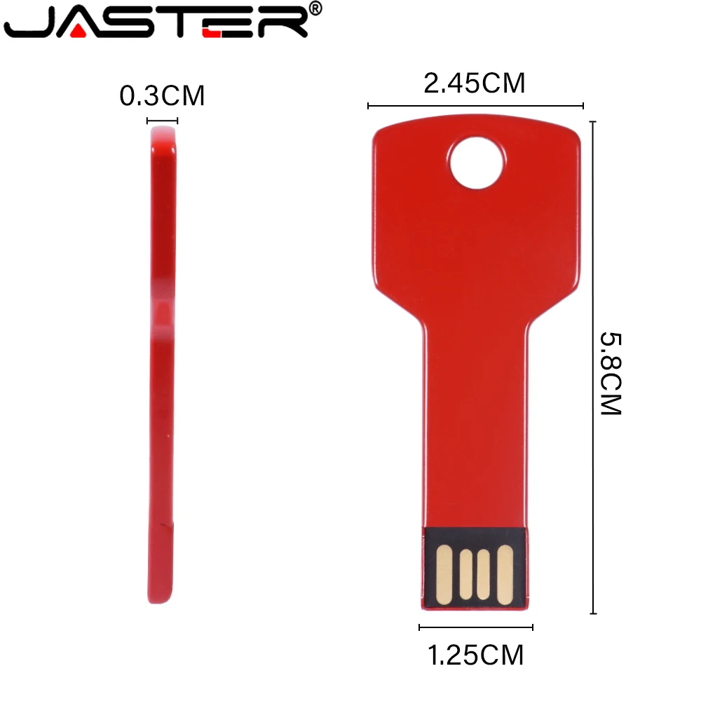 JASTER Метален Ключ USB Флаш памет 2.0 Безплатен Потребителски Лого 64 GB 32 GB 16 GB Мини-Стик Бял Червен Син Черен Водоустойчив Бизнес Подарък5