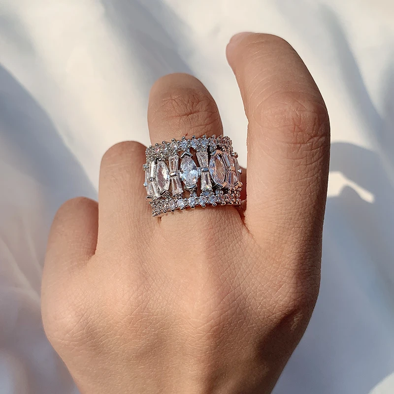 Kinel/ модни дамски пръстени голяма ширина, за булката, камък на КАМЪК, циркон, женски кръгъл пръстен, класически орнаменти в стил хип-хоп за подаръци2