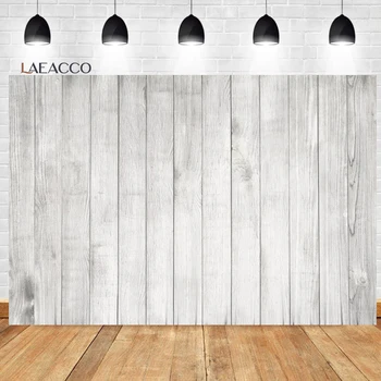 Laeacco дървена фон за снимки Дървена дъска Ретро бяло-сиво етаж детски душ за рожден ден-Индивидуален фон за снимки