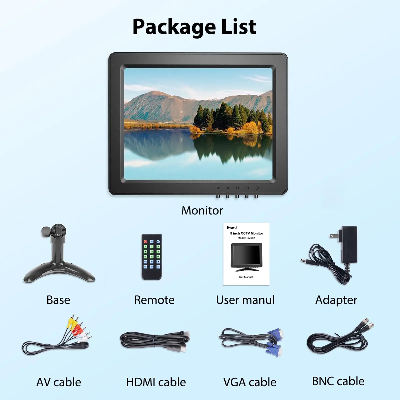 Miktver MK08G 8-Инчов Малък Монитор за видеонаблюдение 1024x768 IPS LCD екран С Порт на дисплея, HDMI, VGA AV BNC USB и Говорител за КОМПЮТЪР/Компютър5