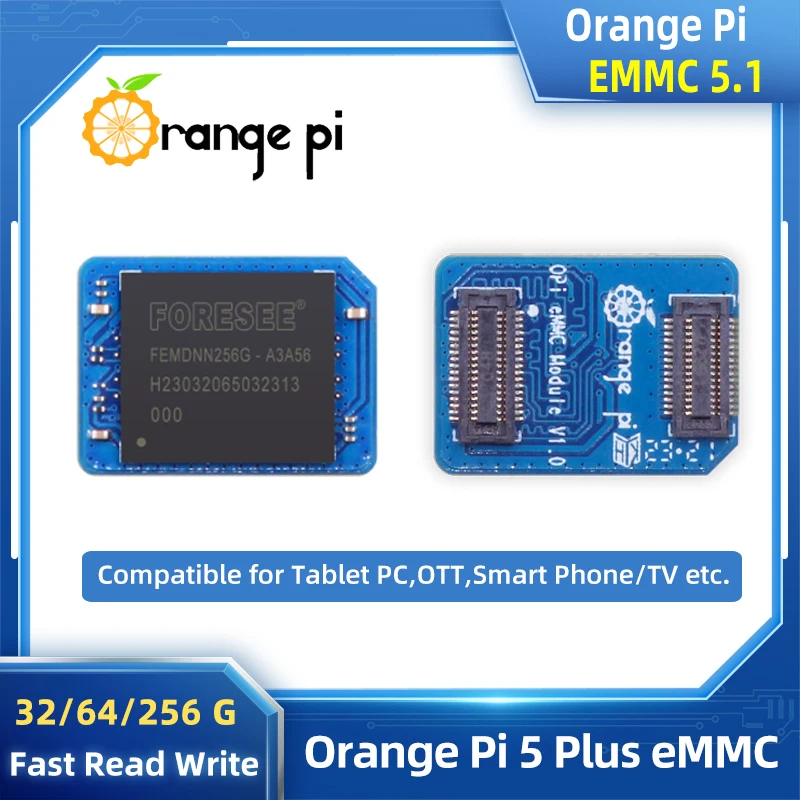 Orange Pi 5 Plus 32 GB/64 GB/256 GB Модул EMMC 3D NAND С бърза скорост на четене и запис, който е съвместим с Планшетным КОМПЮТЪР, OTT Смартфон, телевизор0
