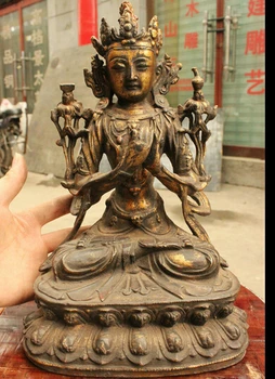 sunsun00437@+++12 Будизма на Тибет Бронзова Статуя на Буда Майтрейя Клан-Ин Тара Джос Сет