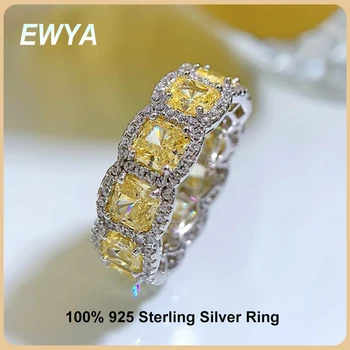 Брачни халки от сребро EWYA S925 с цирконии, Высокоуглеродистое пръстен с бриллиантовым до за жени, изискани бижута, Годежен пръстен, подарък за парти