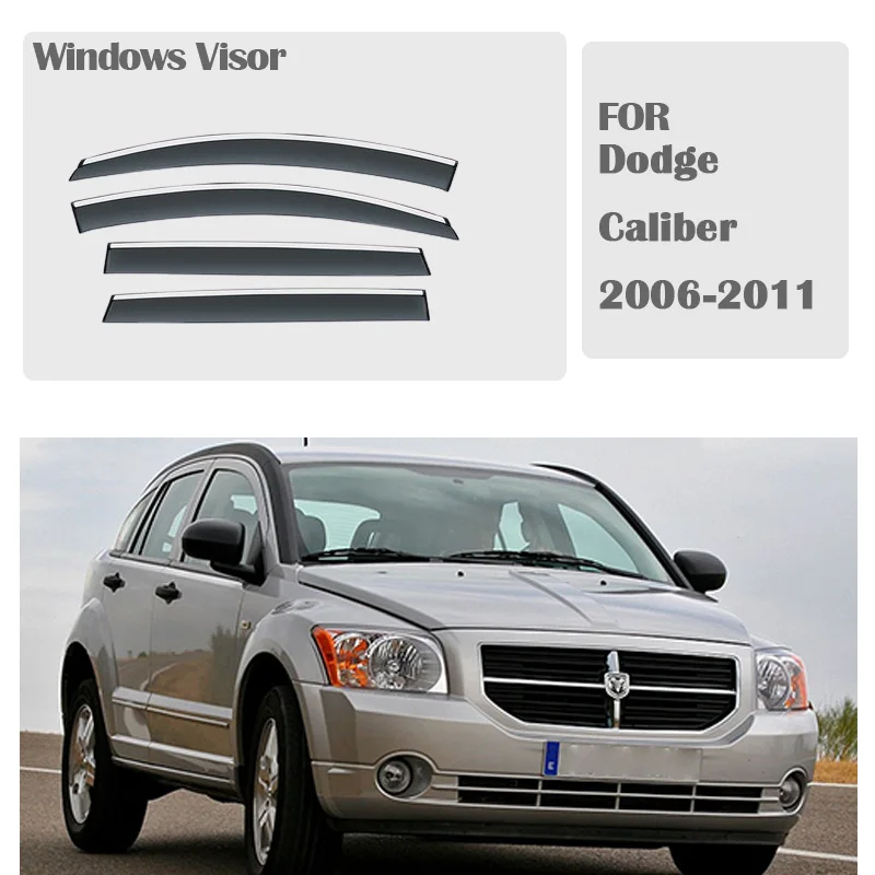 За Dodge Caliber 2006-2011 прозорец очила за защита от дъжд, прозорци, дъждобран, дефлектор, тента, щит, отдушник, защита от сянка, декоративни капачки1