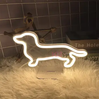 Изработена по поръчка неонова реклама USB Dog LED неонова светлина в Нощния знак за Декорация на детска спални Настолни лампи креативен подарък за рожден ден