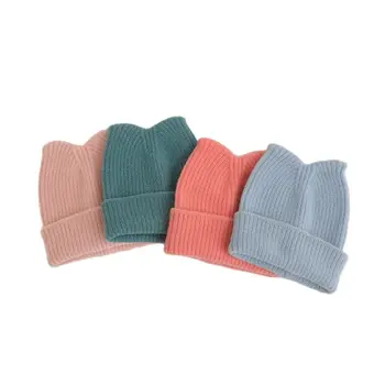 Капачка за момичета ярки цветове, зимни шапки за деца, мека мешковатая шапка с уши, детски ежедневни топли дрехи, аксесоари