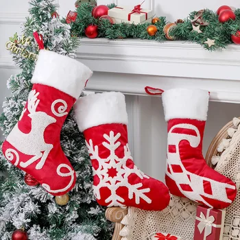 Коледни Чорапи, Кърпа Дядо Коледа Чорап Подарък За Децата Чанта Бонбони Снежен Човек Елен Джоба Виси Коледно Дърво Украшение Нова Година 2023