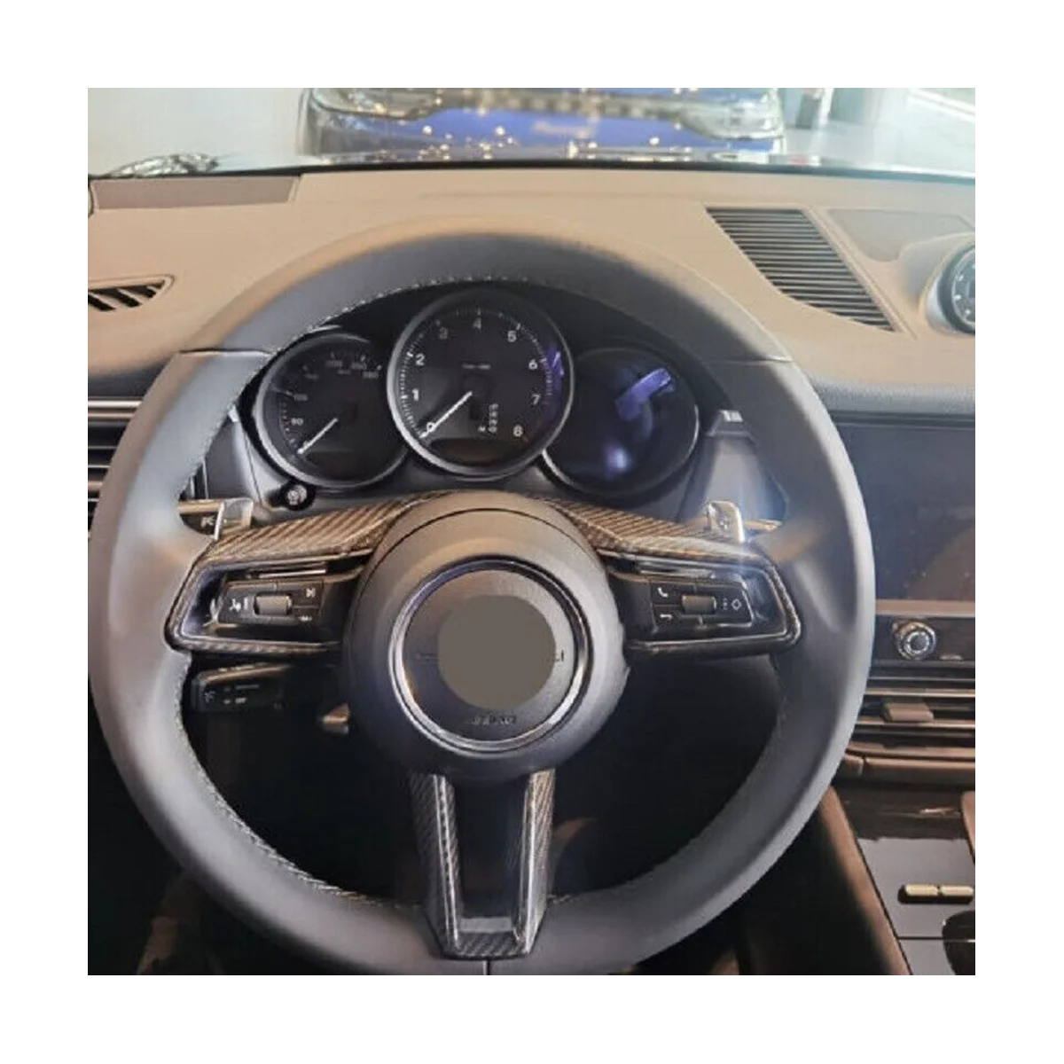 Комплект за украса на рамка на бутона на волана на автомобил от сух карбон за Porsche 911 Taycan 2019-2023 Аксесоари2