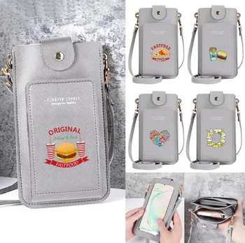 Малки дамски чанти на рамо с принтом серия Food за мобилни телефони, модни мини чанта през рамо, държач за карти, портфейл, чанта-месинджър, чанта