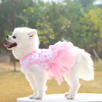 Малко куче принцеса рокля-пакетче с цветен модел Котка куче Дантелено шифоновое рокля Скъпа парти за рожден Ден Кученце Кучето Сватбена рокля Летни дрехи за домашни любимци