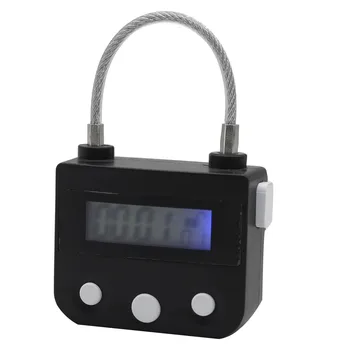 Метален заключване с таймер, USB с LCD дисплей, метален електронен акумулаторна таймер, мултифункционален заключване, черен