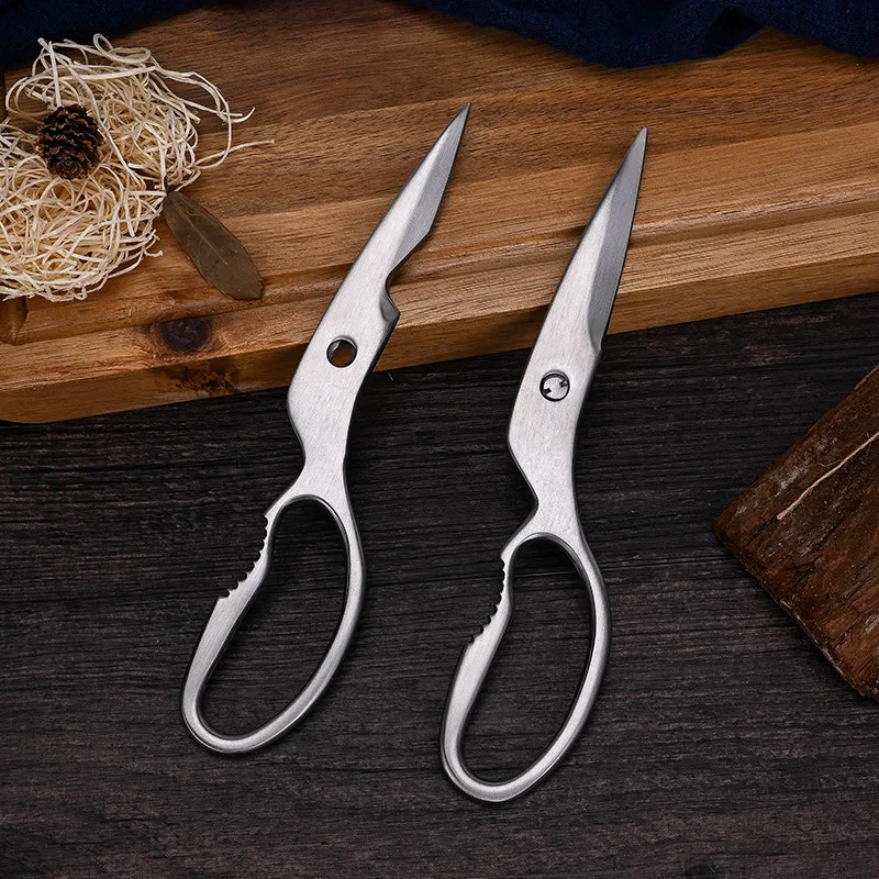 Многофункционални кухненски инструменти Кухненски ножици от неръждаема стомана Ножици за рязане на месо, зеленчуци Ножици за отваряне на кутии от пилешки кости5
