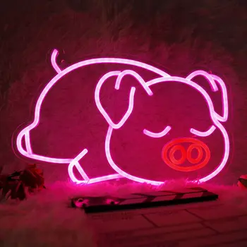 Неонови светлини за спящите прасета розови led неонова реклама | светещи знака на свинята | led неонова реклама прасета | светлина прасета | Розово прасе