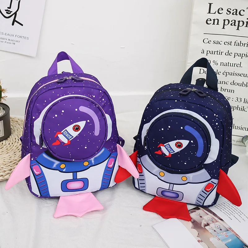 Нова мультяшная космическа ракета, детска, училищна чанта за момчета и момичета на детска градина 1-3 години, анти-загубени раници, детски подарък0
