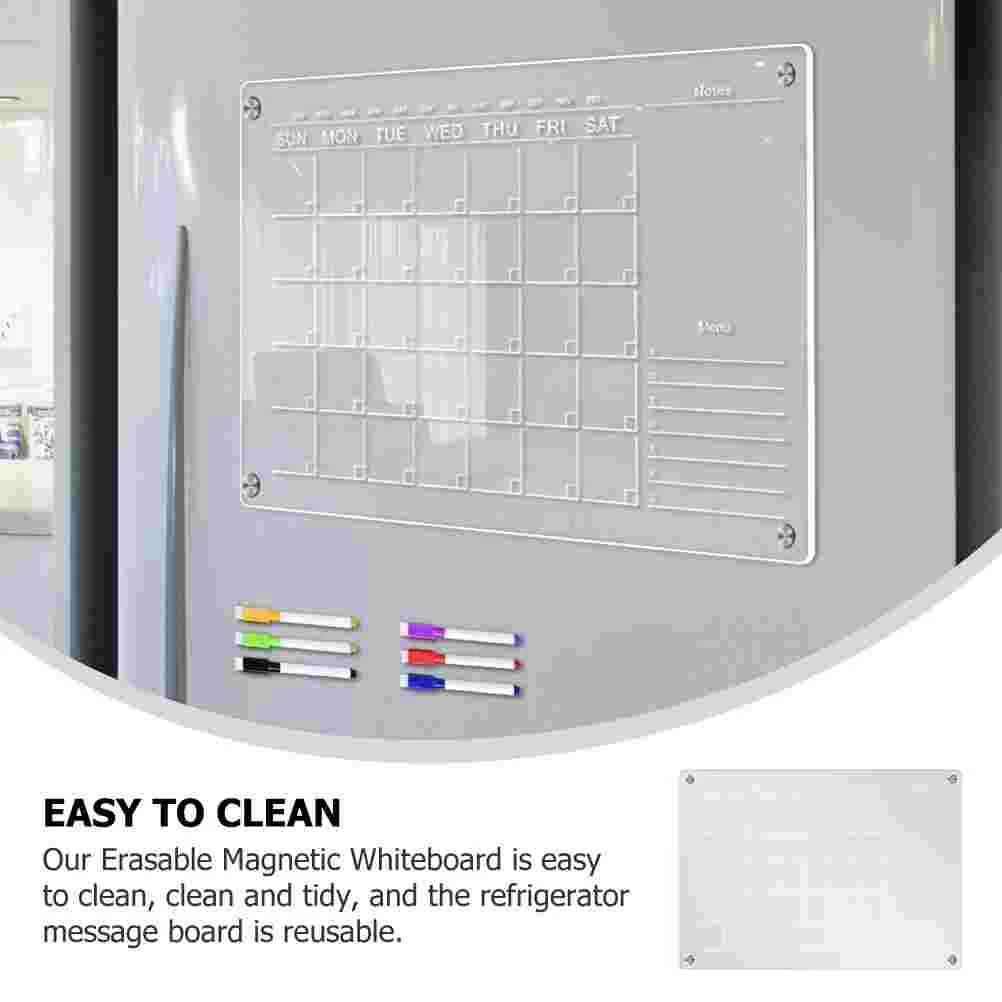 Перезаписываемая обяви Дъска за планиране на хладилника Календар Прозрачна акрилна магнитна дъска за сухо изтриване Офис1