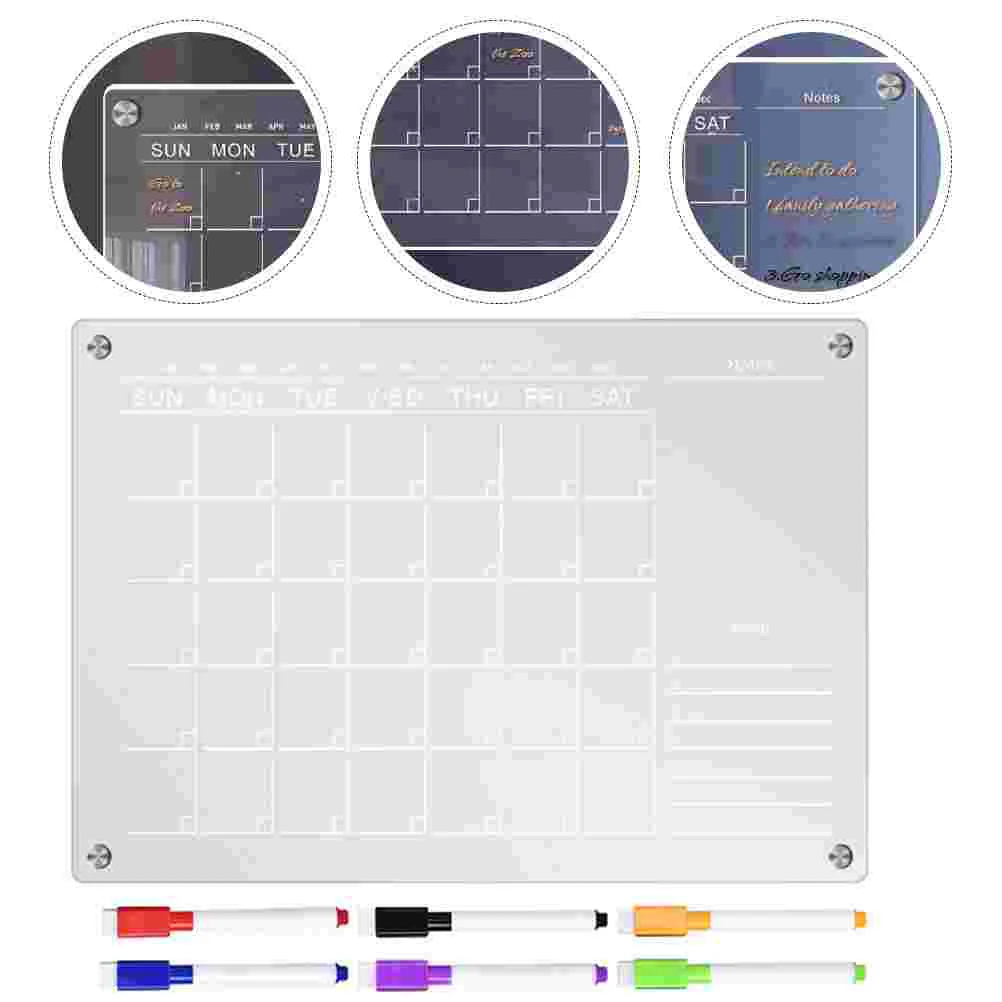 Перезаписываемая обяви Дъска за планиране на хладилника Календар Прозрачна акрилна магнитна дъска за сухо изтриване Офис3