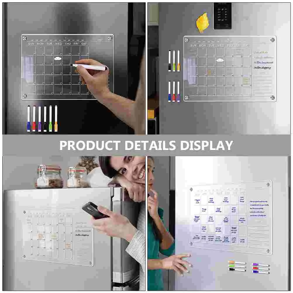 Перезаписываемая обяви Дъска за планиране на хладилника Календар Прозрачна акрилна магнитна дъска за сухо изтриване Офис5