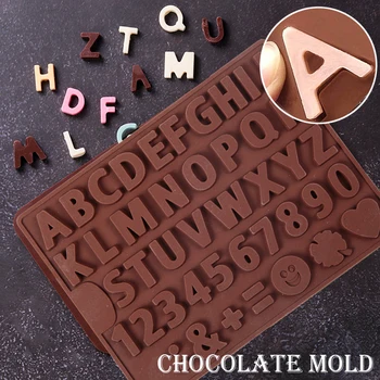 Силиконови форми за печене шоколад с номер от 26 букви, украса на тортата 