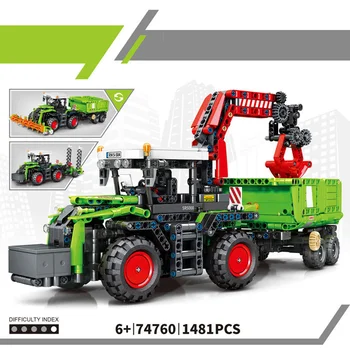 Технически земеделска автомобил Градивен елемент на радио 2.4 Ghz дистанционно управление на трактор 2 режима на робот Монтаж на тухли, Радио-управляеми играчки за подаръци