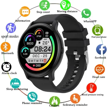 Часовници дамски водоустойчив умни часовници дамски кръгли полносенсорные фитнес тракер следи кръвното налягане за Android и IOS смарт часовници