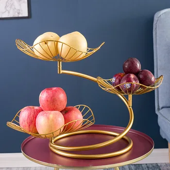Чиния за плодове в скандинавски стил, червеният кръст, креативна модерна чиния за закуски в хола, проста желязна многопластова луксозна кошница за плодове
